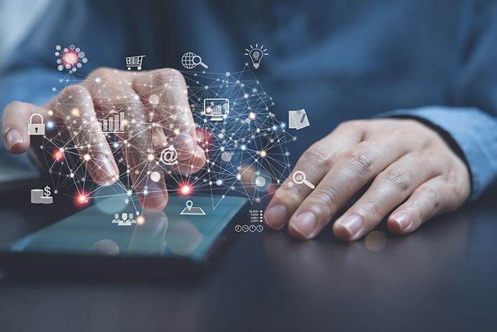 IoT, Internet of Things, digital software technology development, Ai Artificial Intelligence, data transfer, cloud computing and digital marketing concept