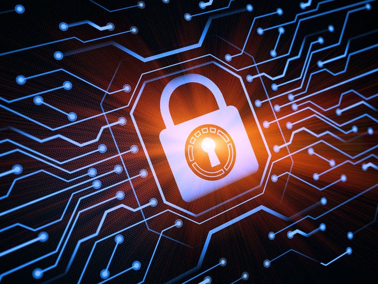 Digital security concept lock and technology
