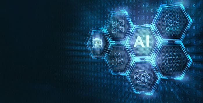 Artificial intelligence (AI), machine learning and modern computer technologies concepts. Business, Technology, Internet and network concept.