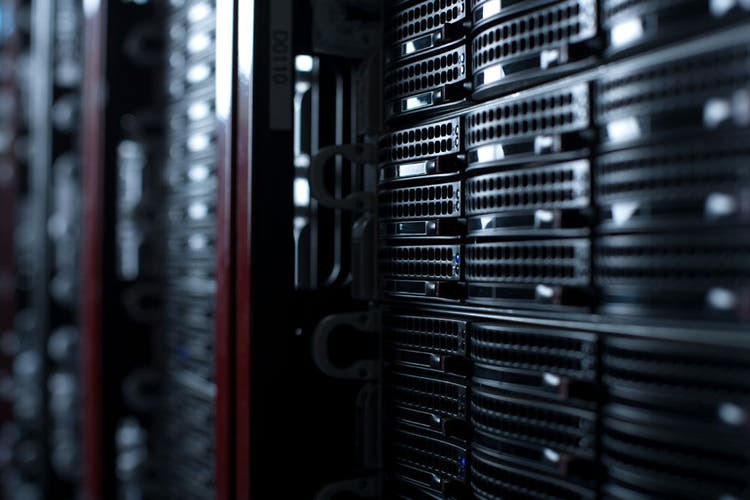 Hundreds of servers in a server farm for internet infrastructure