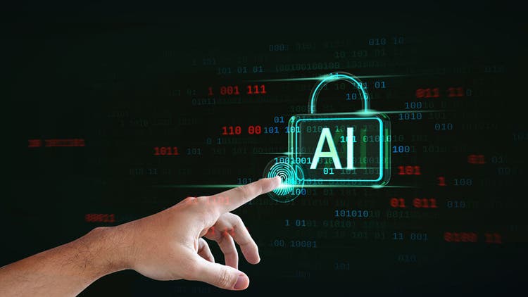 A human hand showing Ai Safety, Ai ethics, cyber security, technology, generative AI, artificial intelligence, LLM, large language model concept