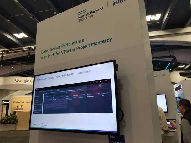 The Hewlett Packard Enterprise ProLiant DL345 Gen10 Plus on display at VMware Explore 2022. HPE and VMware announced updates to their products during the event, held in San Francisco. Photo by Wade Tyler Millward.
