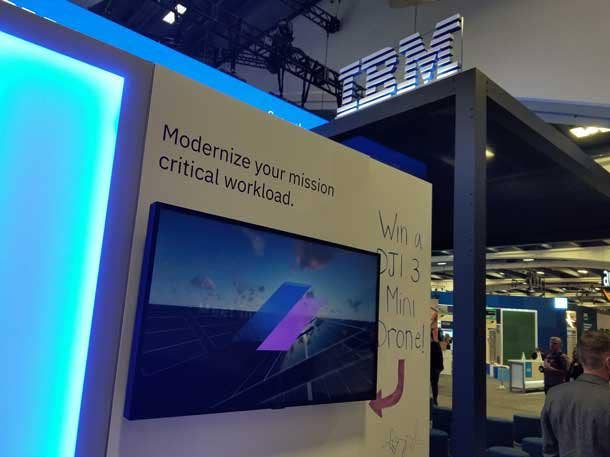 A display from IBM’s exhibit at VMware Explore 2022. IBM, its Red Hat subsidiary and VMware announced updates to their products during the event, held in San Francisco. Photo by Wade Tyler Millward.