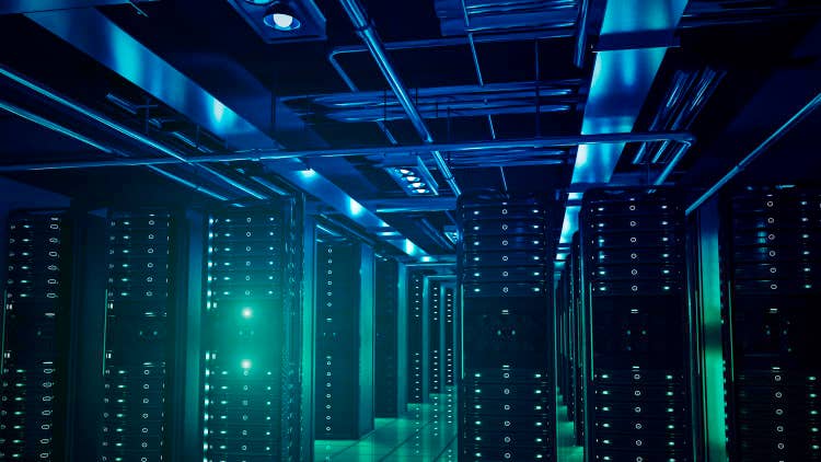 network servers racks with light,3D physically rending high quality.